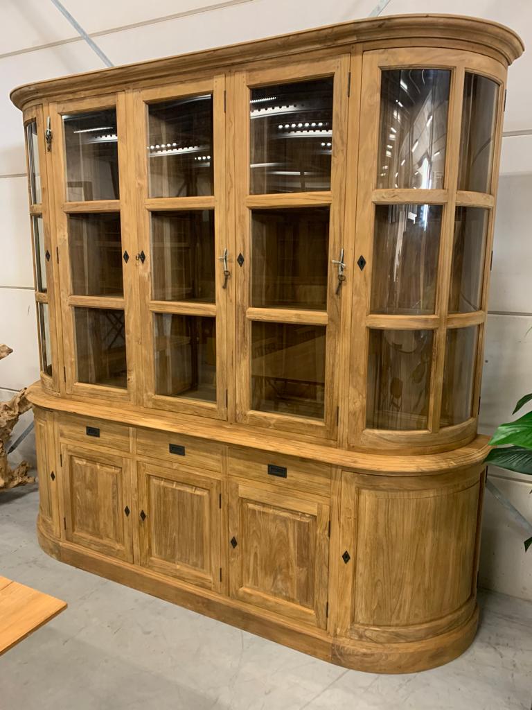 Cabinet Schrank 250 cm Teak - Vitrinen Schrank Massivholz