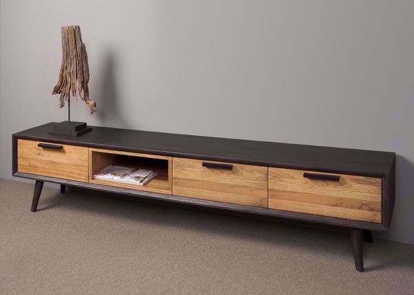 Bresso TV-Möbel 200 cm 3 Türen Retro TV-Anrichte Eichenholz