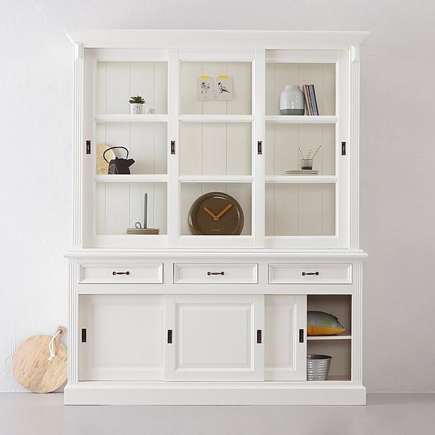 Vitrinen Schrank Vincenzia weiß 180 cm