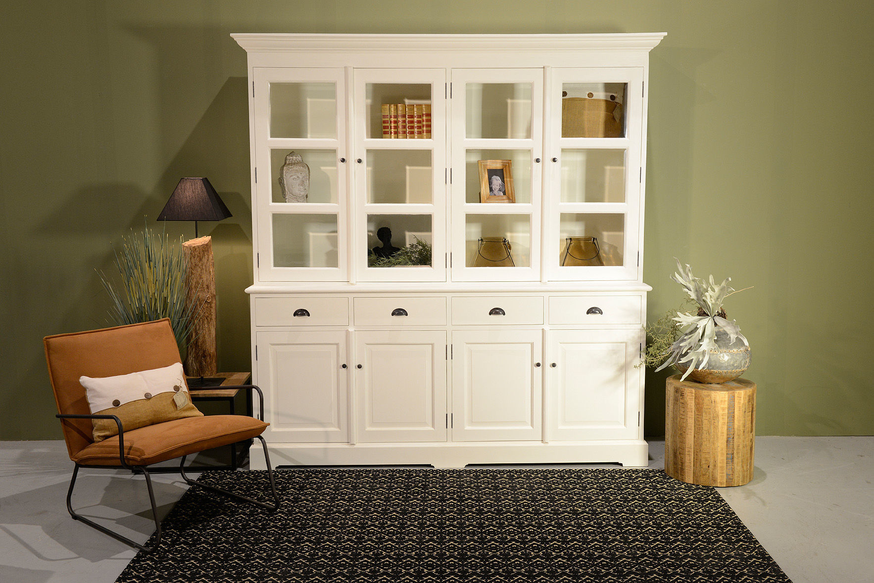 Vitrinen Schrank London weiß 200cm