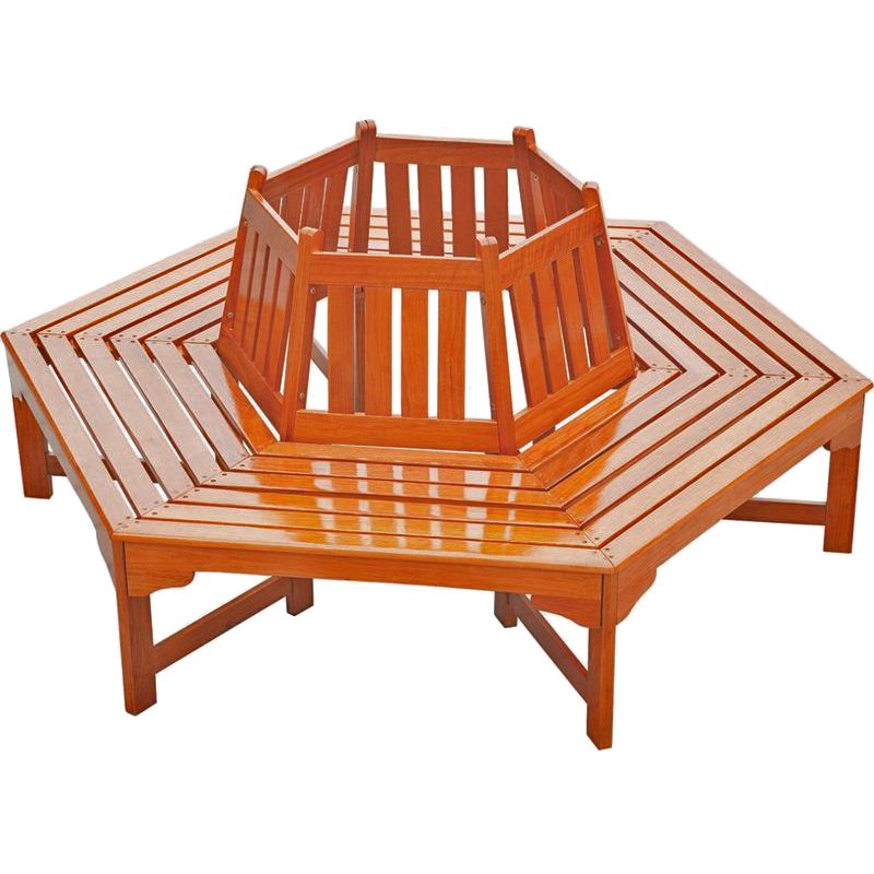 Baumbank ONTARIO, 6-eckig Eukalyptus, Natur Gartenbank - Gartendekoration