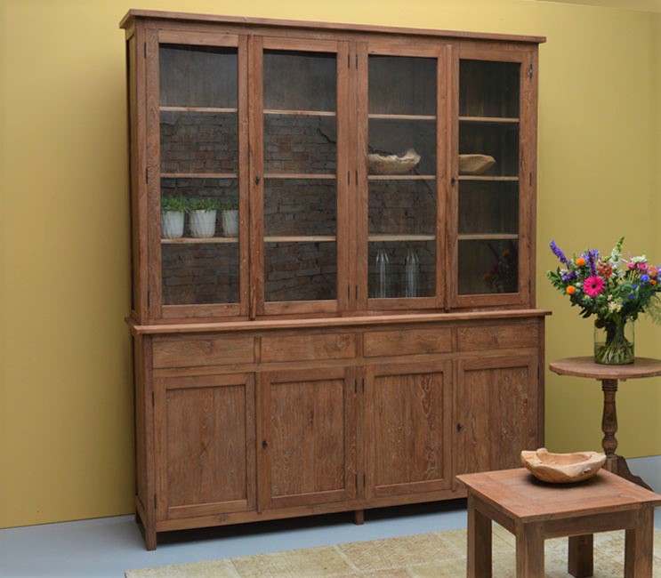 Tua High Vitrinen Schrank 200 cm 4-türig Teak