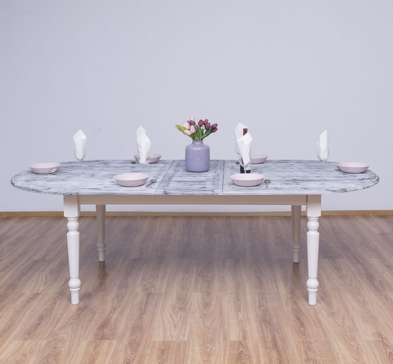 Esstisch ausziehbar 160/200, 180/220, 210/250 cm mit gedrechselten Beinen - Landhaus Tisch