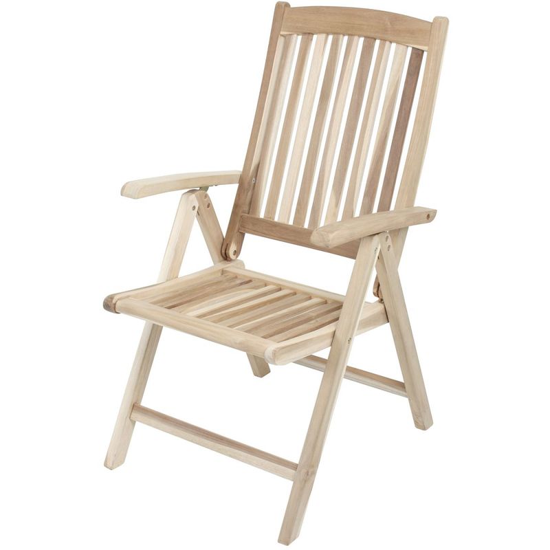 Teak Gartenstuhl Hochlehner GARTEN - Klappstuhl Gartensessel mit Armlehnen Teakmöbel Teakstuhl