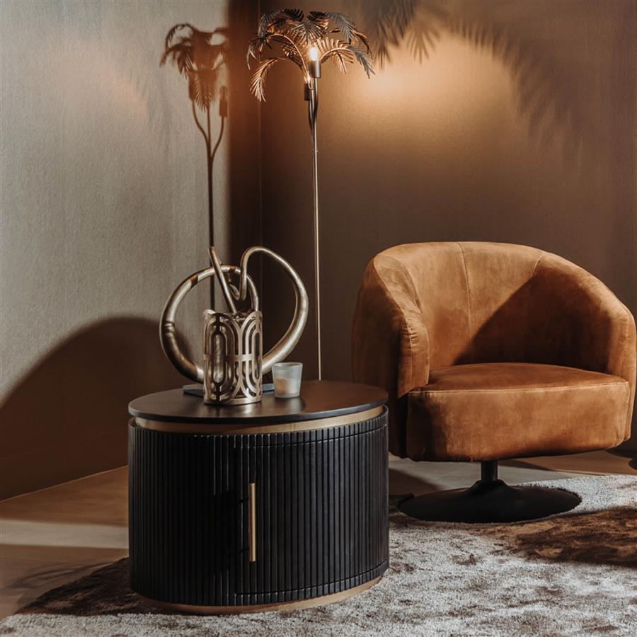 Rivello runder Couchtisch schwarz 60 cm mit Stauraum