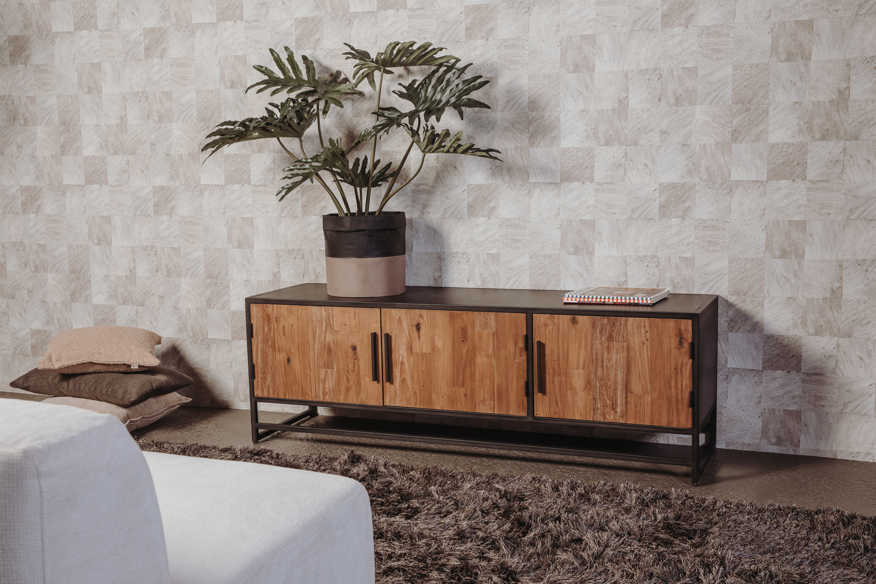 Felino TV-Schrank 160 cm  Teakholz