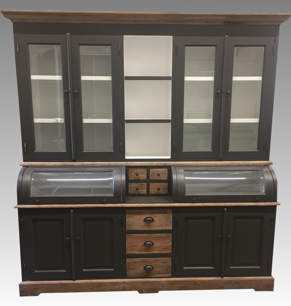 Buffet Schrank Berlin 200 cm anthrazit mit Eiche