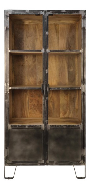 Vitrinenschrank Hayward aus Mangoholz/Eisen
