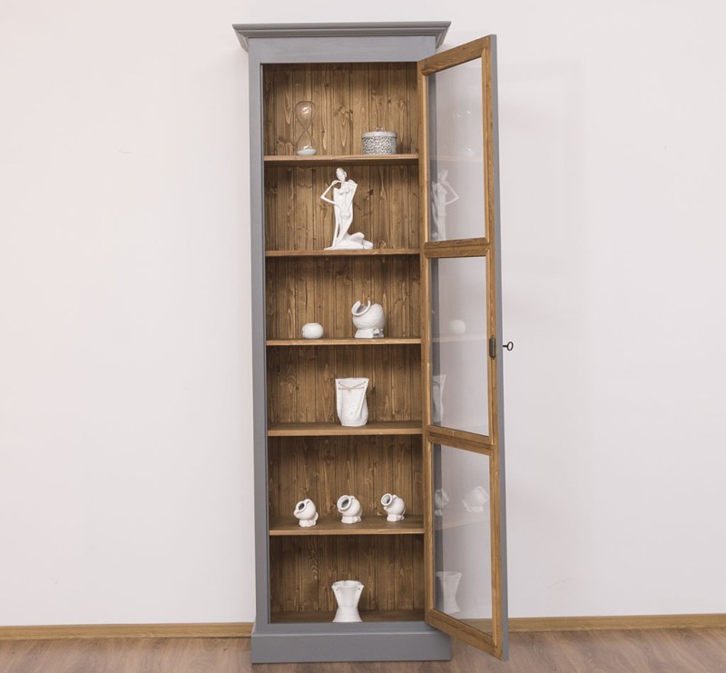 Vielseitige Vitrine 75 cm breit mit einer großen Glastüren - Landhaus Vitrine