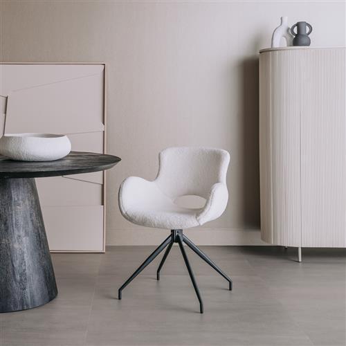 Stuhl Campo 180° Drehbar Esszimmerstuhl  Metallfuß Teddyfell