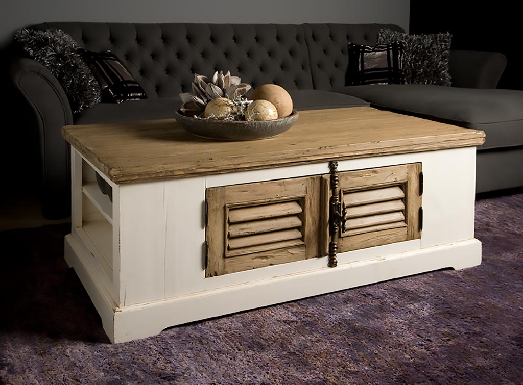 Amanda Couchtisch mit Türen 135 cm  Kommode Sofatisch  Landhausstil