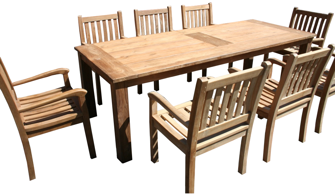 Gartenmöbel Set - Teak Tisch Bali 240cm und 8 Stühle Beaufort Teakmöbel Outdoor