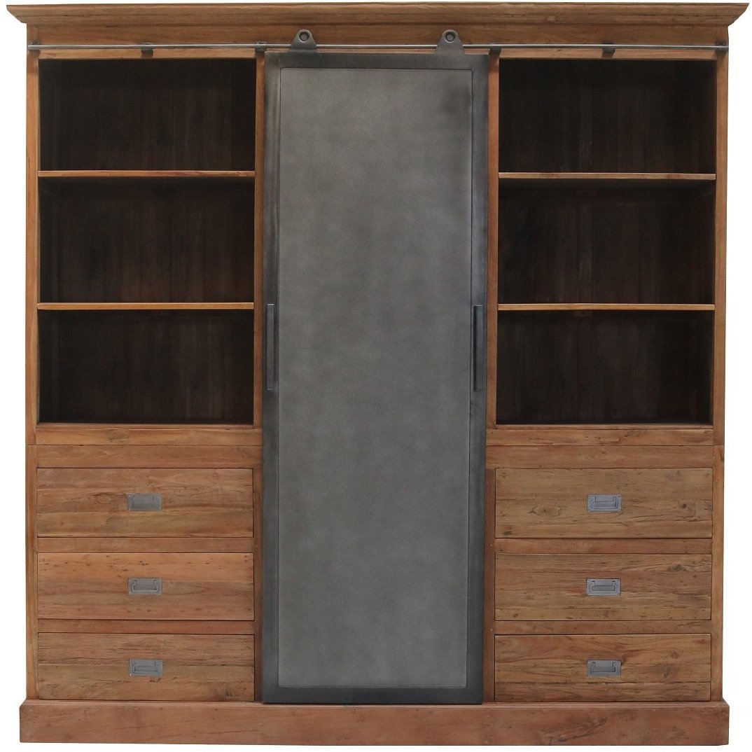 Teak Schrank Roda - Massivholz Teakmöbel Teak Industrie Stil