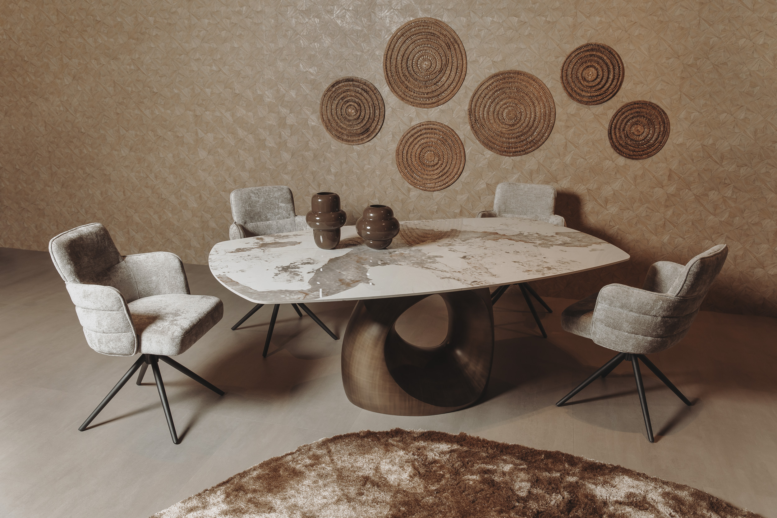 Castello Esstisch mit Keramik Multicolor Tischplatte Bronze 200-240 cm