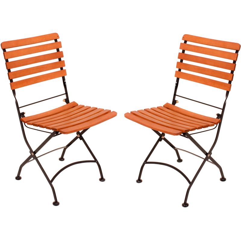 Klappstuhl 2er Set WIEN Stahl / Eukalyptus Grandis FSC, Garten, Terrasse, Balkon