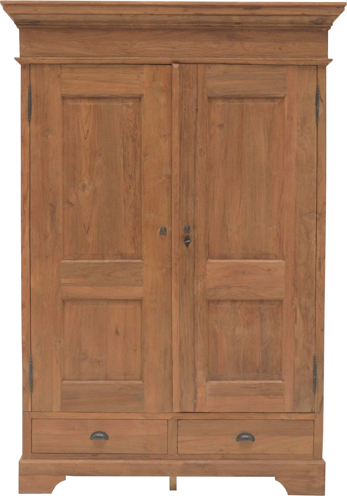 Kleiderschrank Düsseldorf 147 cm – 2-türig, Massivholz Teak, Unikat aus recyceltem Holz