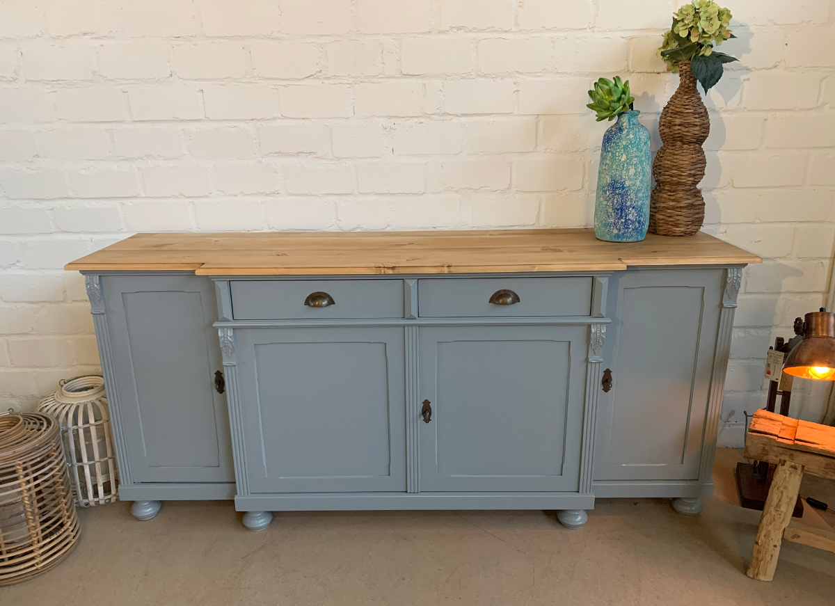 Sideboard 200 cm Massivholz Anrichte  Farbe grau