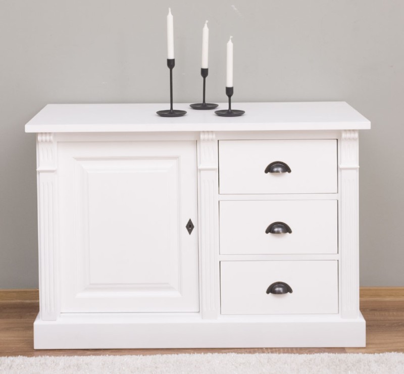 Massive Kommode mit 3 Schubladen und 1 Tür - Landhaus Sideboard
