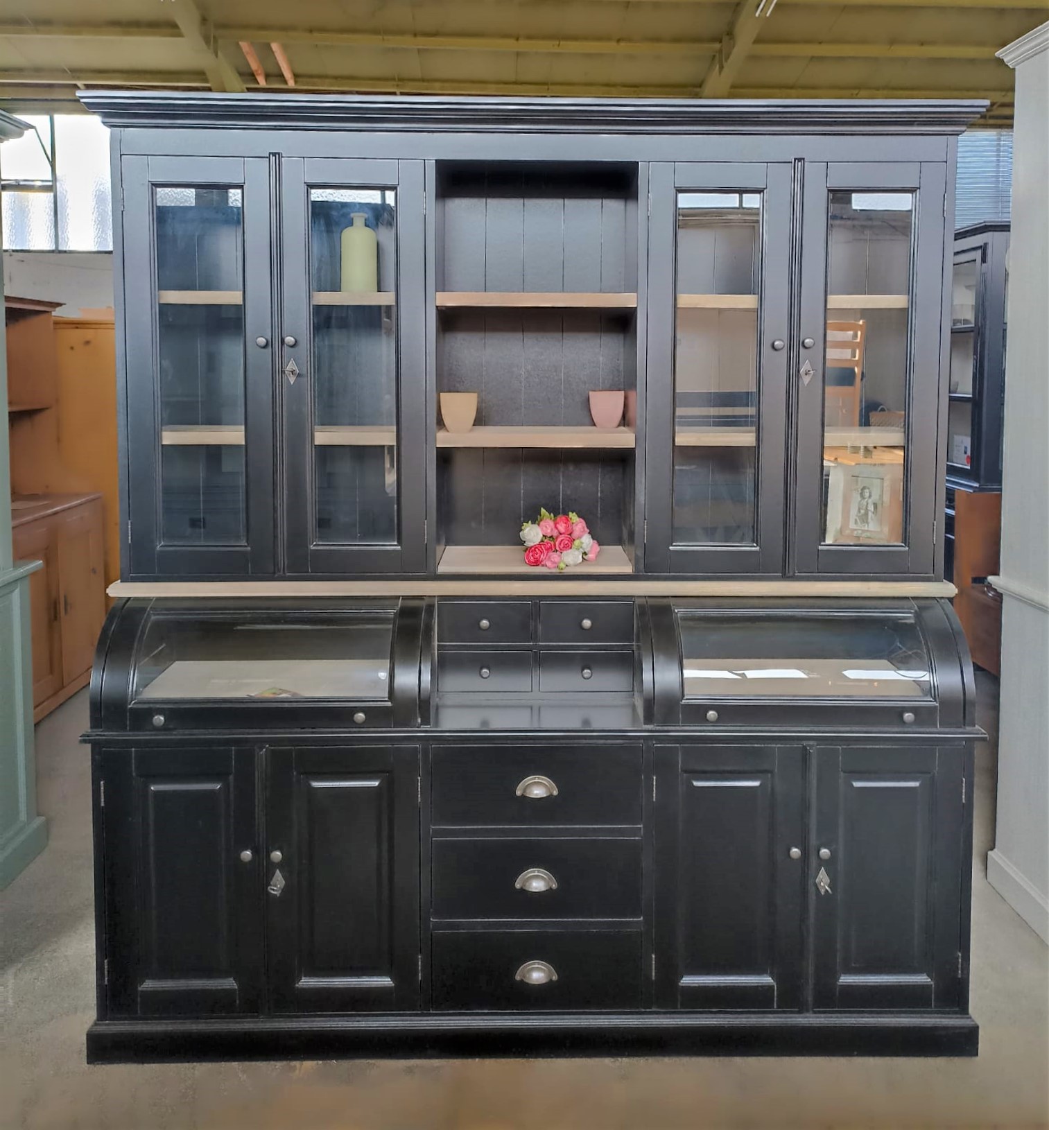 Buffet Schrank Berlin 200 cm schwarz/eiche - Landhaus Möbel