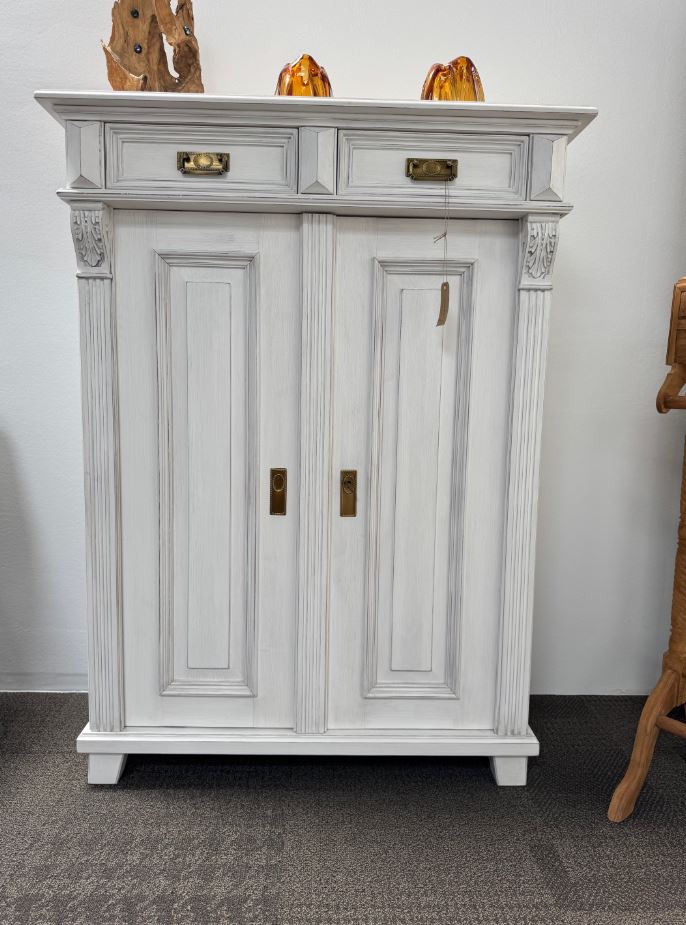 Landhaus Vertiko Massivholz weiß