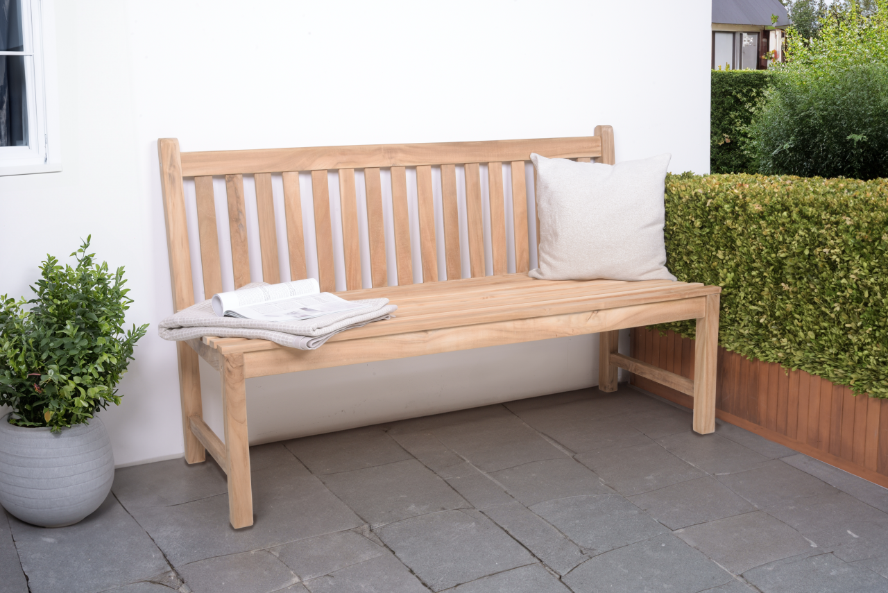 Gartenbank SOMMER 3-Sitzer ohne Arm Teakholz massiv - Gartenmöbel Teak Bank