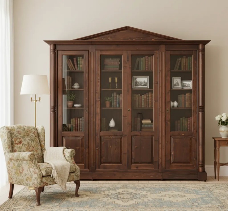 Landhaus Doppelvitrine aus Massivholz – Vitrine