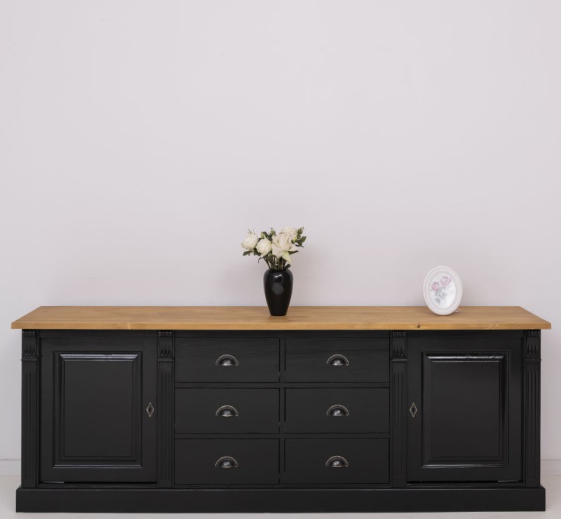 Landhaus Anrichte mit 6 Schubladen und 2 Türen - Massives Sideboard