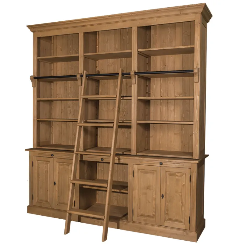 Bücherschrank im Landhaus Stil - Massivholz Regal gewachst verschiedene Farben