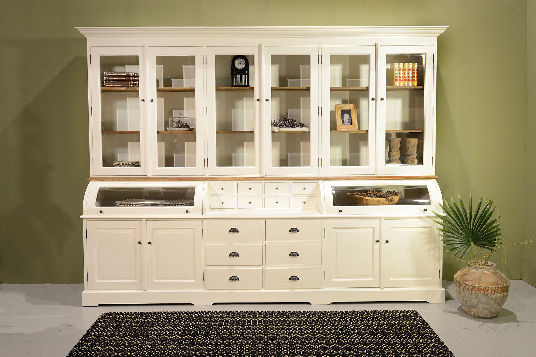 Buffetschrank Berlin 300cm mehrteilig, Geschirrschrank weiß/eiche - Landhaus Möbel