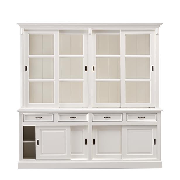 Vitrinen Schrank Vincenza 220 cm weiß - Landhaus Vitrine