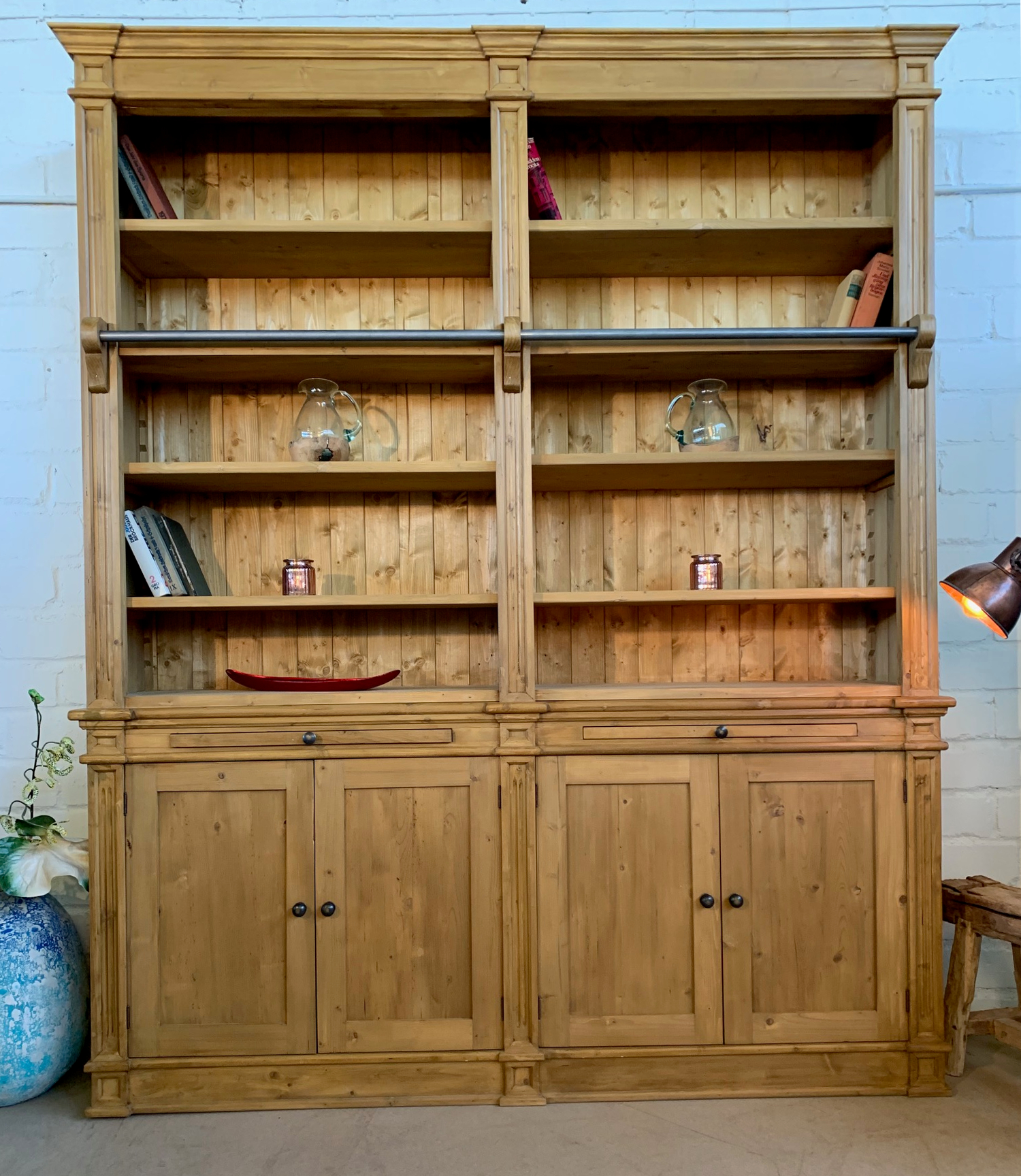 Bücherwand Landhaus 2-teilig - Massivholz 240/200/40 cm