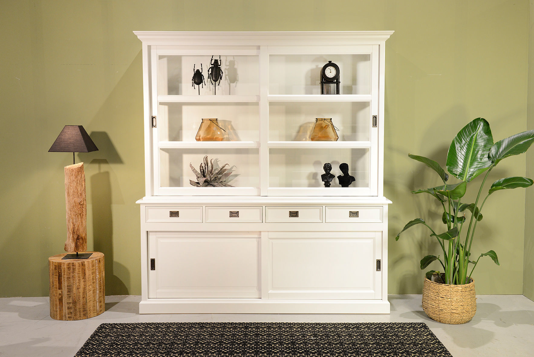 Vitrinen Schrank Neuss 200 cm im Landhaus Stil