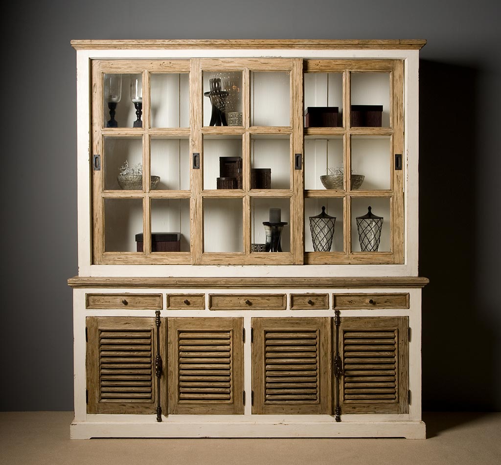 Amanda Vitrinen Schrank 200 cm im Landhausstil