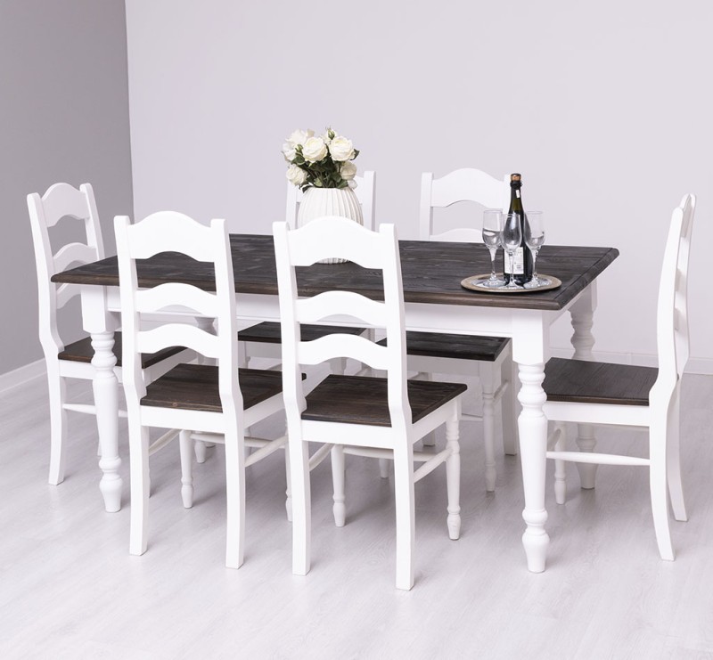 Massiver Esstisch 160 - 210 cm mit gedrechselten Beinen - Landhaus Tisch