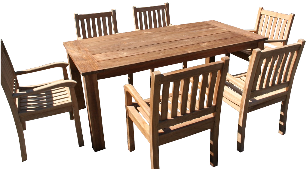 Gartenmöbel Set - Teak Tisch 200 cm und 6 Stühle Beaufort Teakmöbel Outdoor