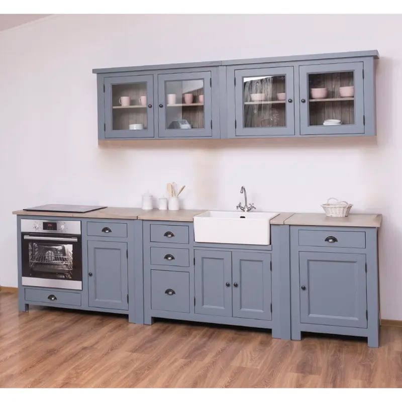 Landhaus Küchenzeile aus Massivholz 305 cm - Küche im Landhausstil