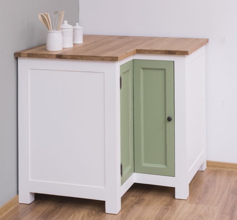 Massiver Küchen-Eckschrank im Landhausstil –mit Eichenplatte – kombinierbar mit Küchenmodule