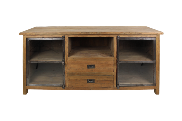 TV-Board Hunter aus recyceltem Teakholz/Eisen