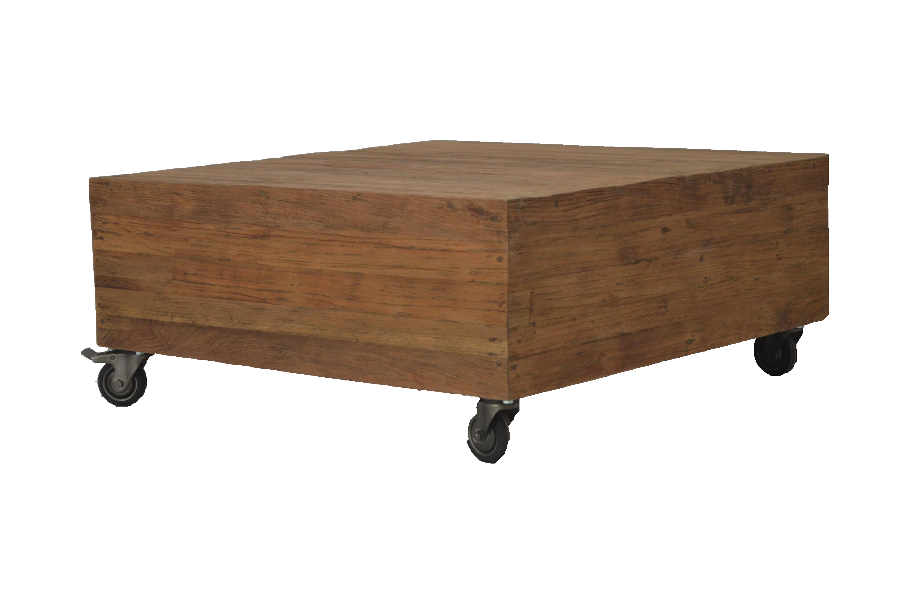 Teak Couchtisch Cubus mit Rädern