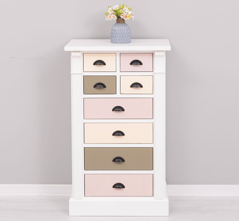 Kommode Landhaus  mit 8 Schubladen Anrichte bunt