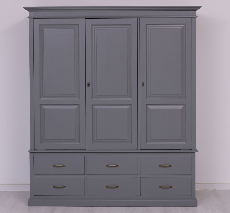 Landhaus Kleiderschrank weiß - Massivholz Schrank grau