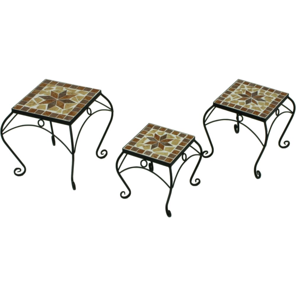 Mosaik Blumenhocker EREBUS quadratische Beistelltische - Blumentische 3er-Set