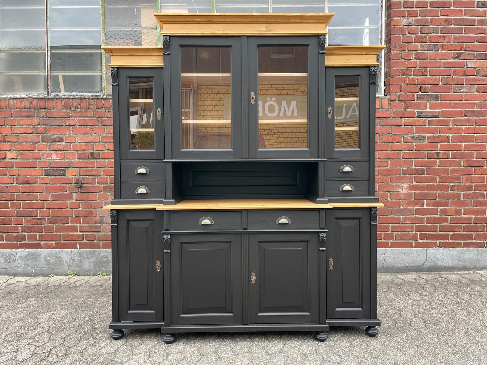 Weichholz Buffet im Landhausstil schwarz/natur