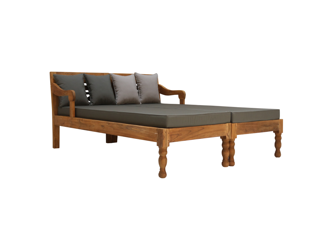 Lounge Gartenliege L/R Sonnenliege Massiv Teakholz Outdoor Möbel mit Auflage