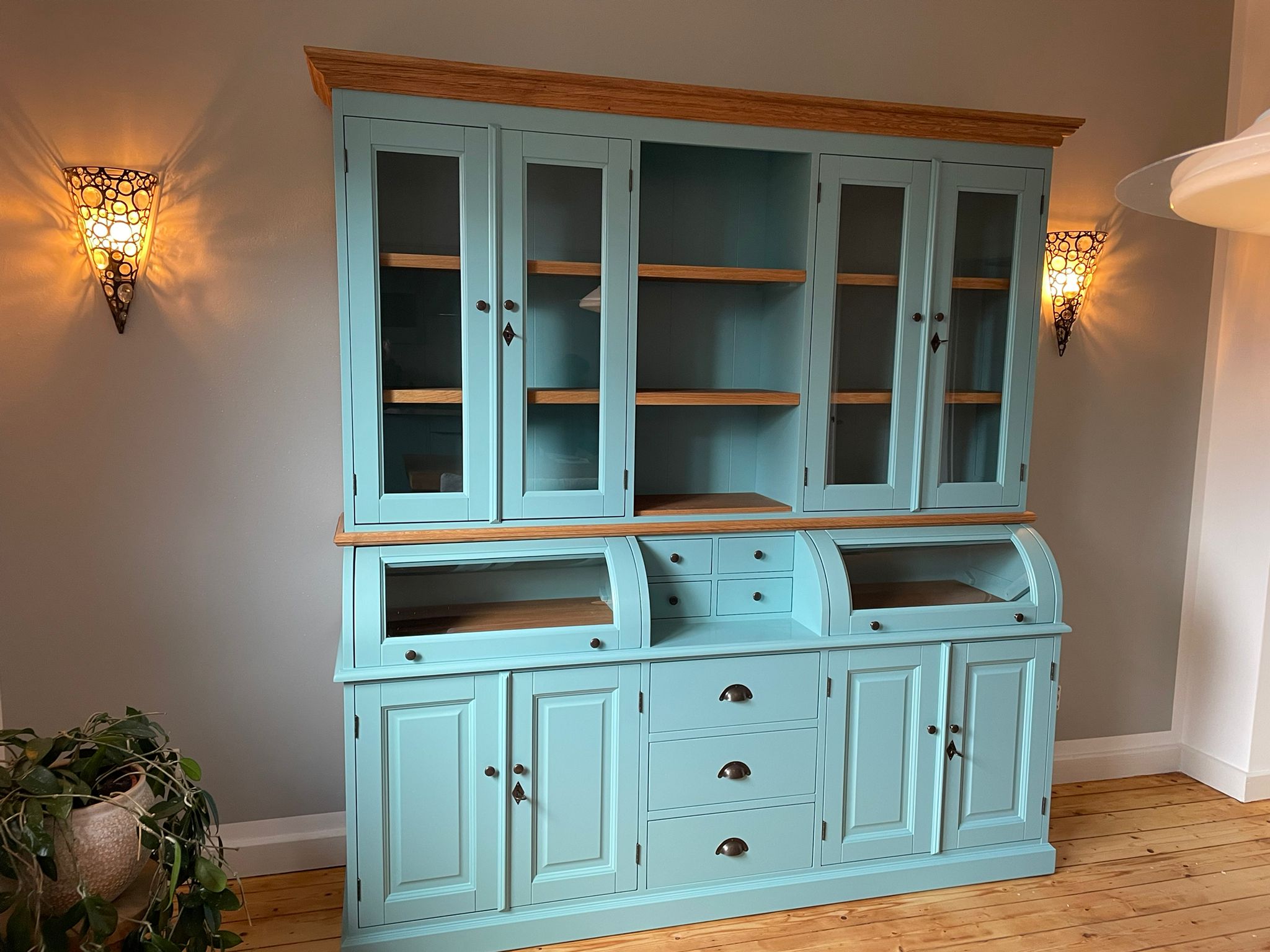 Buffet Schrank Berlin 200 cm pastellgrün mit Eiche