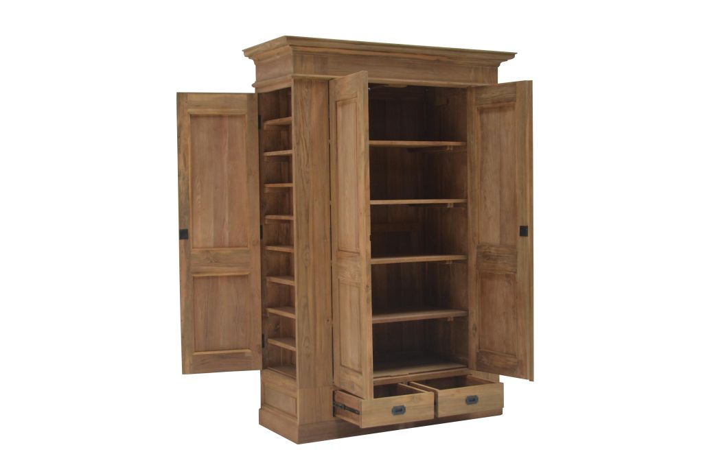 Teak Schrank Jägerschrank Massivholz 130 cm