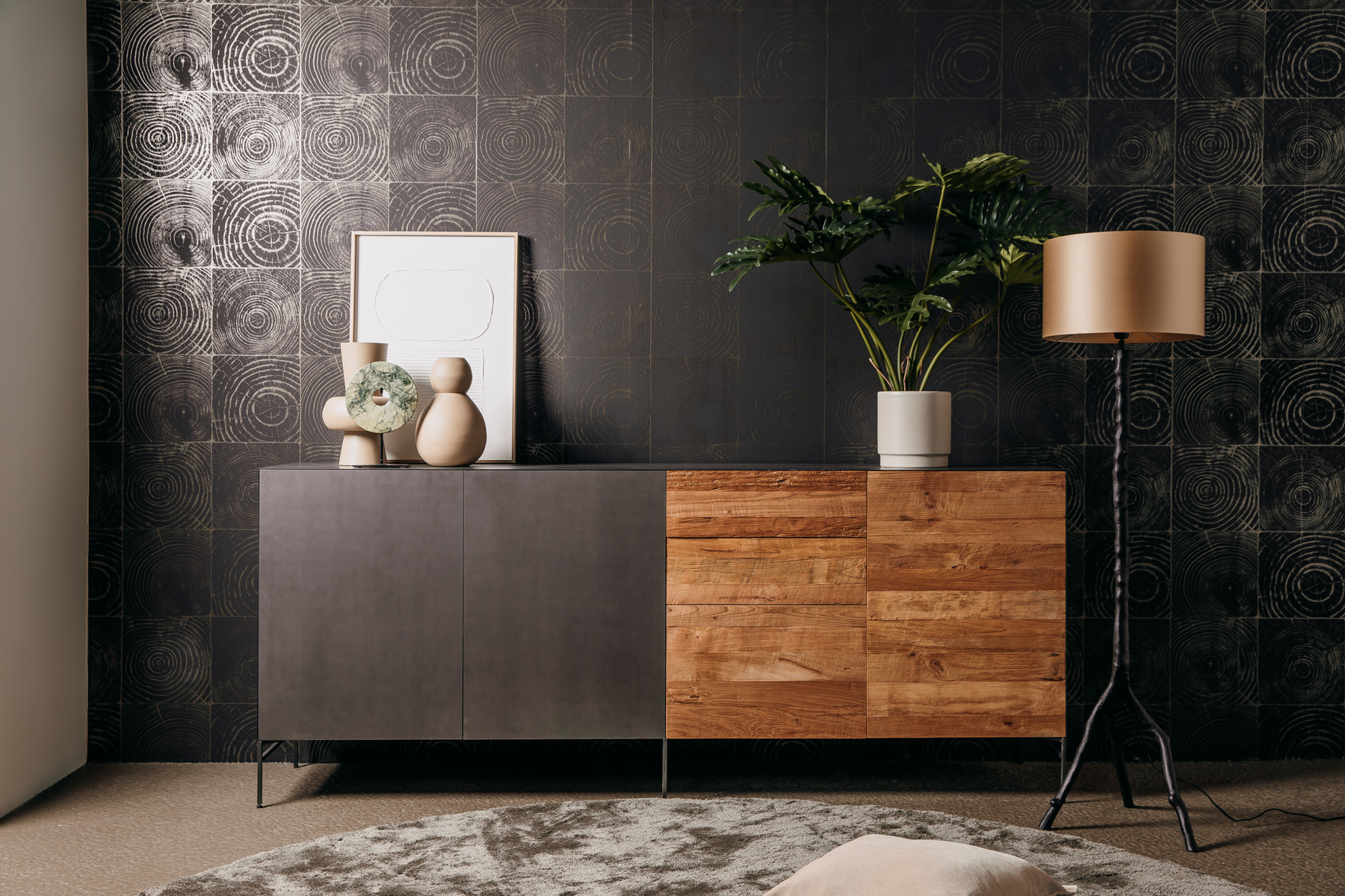 Pandora Sideboard 221 cm Teakholz Metall Kommode