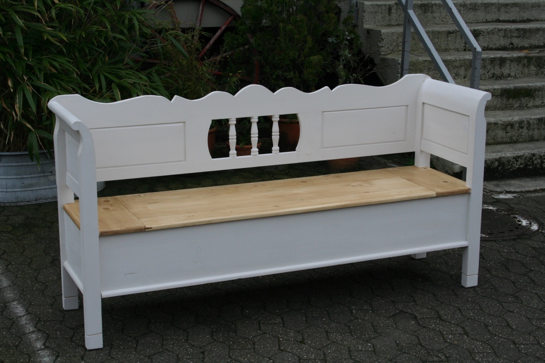 Truhenbank Biedermeier zweifarbig 183 cm