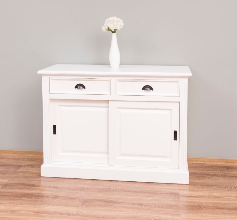 Landhaus Kommode - weiß, mit zwei Schiebetüren