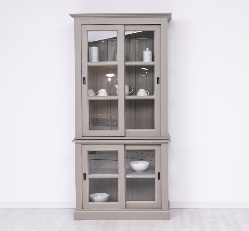 Küchenschrank mit Glasschiebetüren Massivholz Vitrine Landhaus